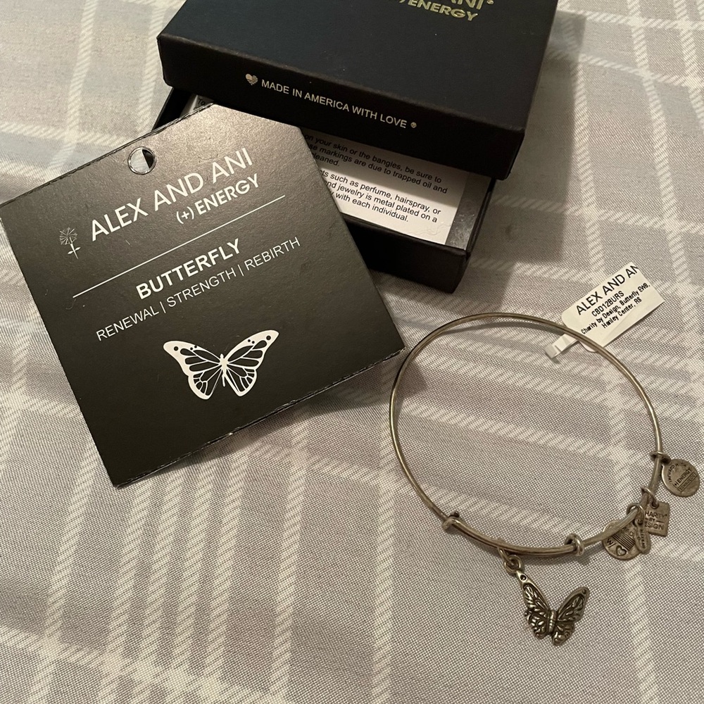 New with tags. Alex and Ani bracelet Butterfly charm